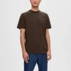 T-shirts>SELECTED KORTÆRMET T-SHIRT Brown