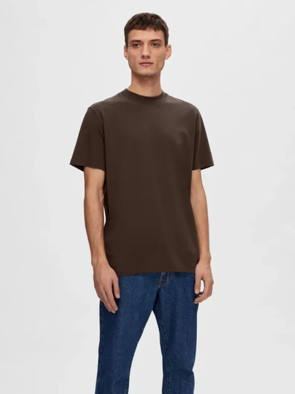 T-shirts>SELECTED KORTÆRMET T-SHIRT Brown