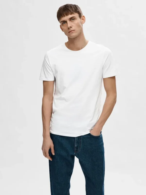T-shirts>SELECTED KORTÆRMET T-SHIRT White