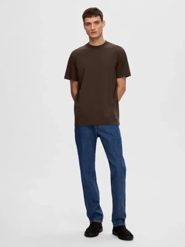 T-shirts>SELECTED KORTÆRMET T-SHIRT Brown