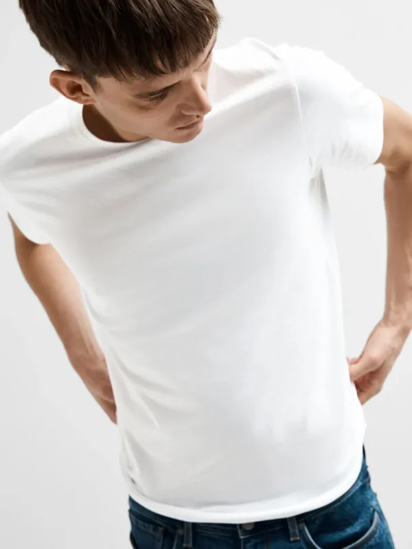 T-shirts>SELECTED KORTÆRMET T-SHIRT White