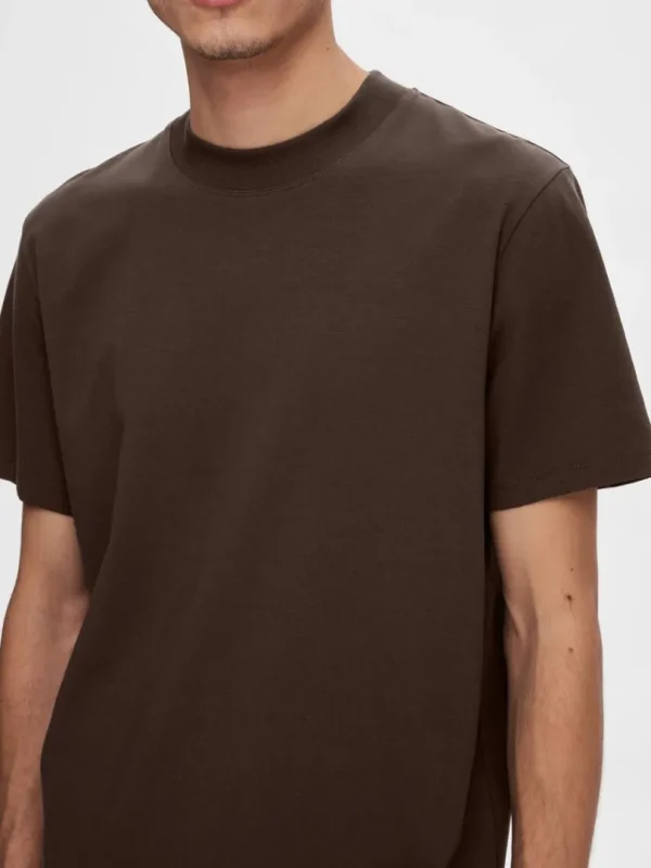 T-shirts>SELECTED KORTÆRMET T-SHIRT Brown