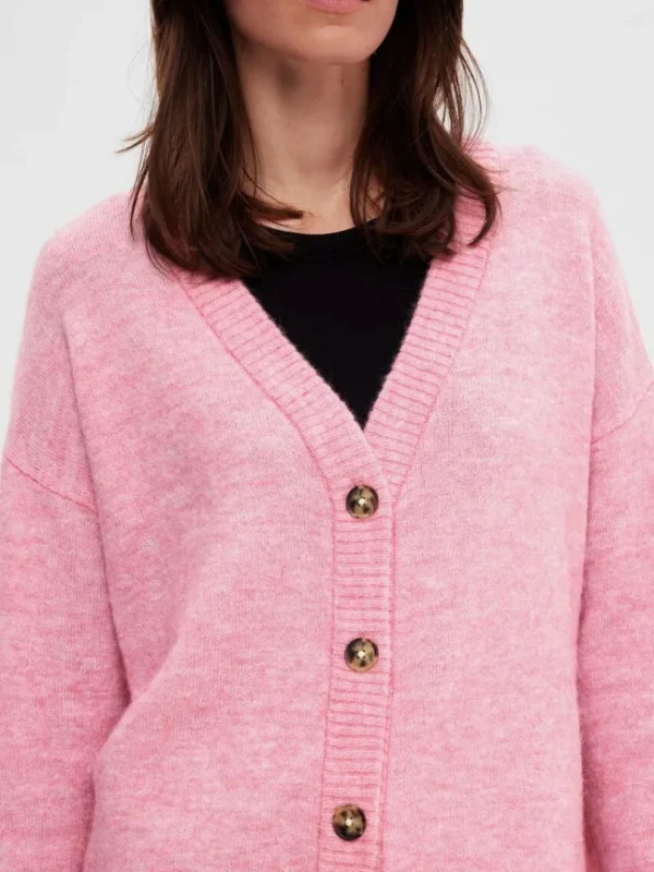 Strik>SELECTED LANG CARDIGAN Pink