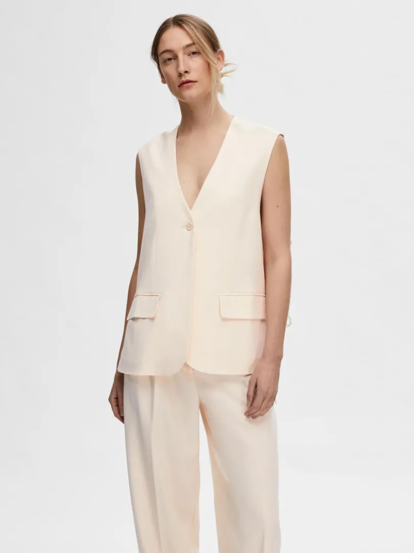 lang_oversized_vest_0.webp Jakkesæt & Blazers | Toppe Og Bluser>SELECTED LANG OVERSIZED VEST Beige