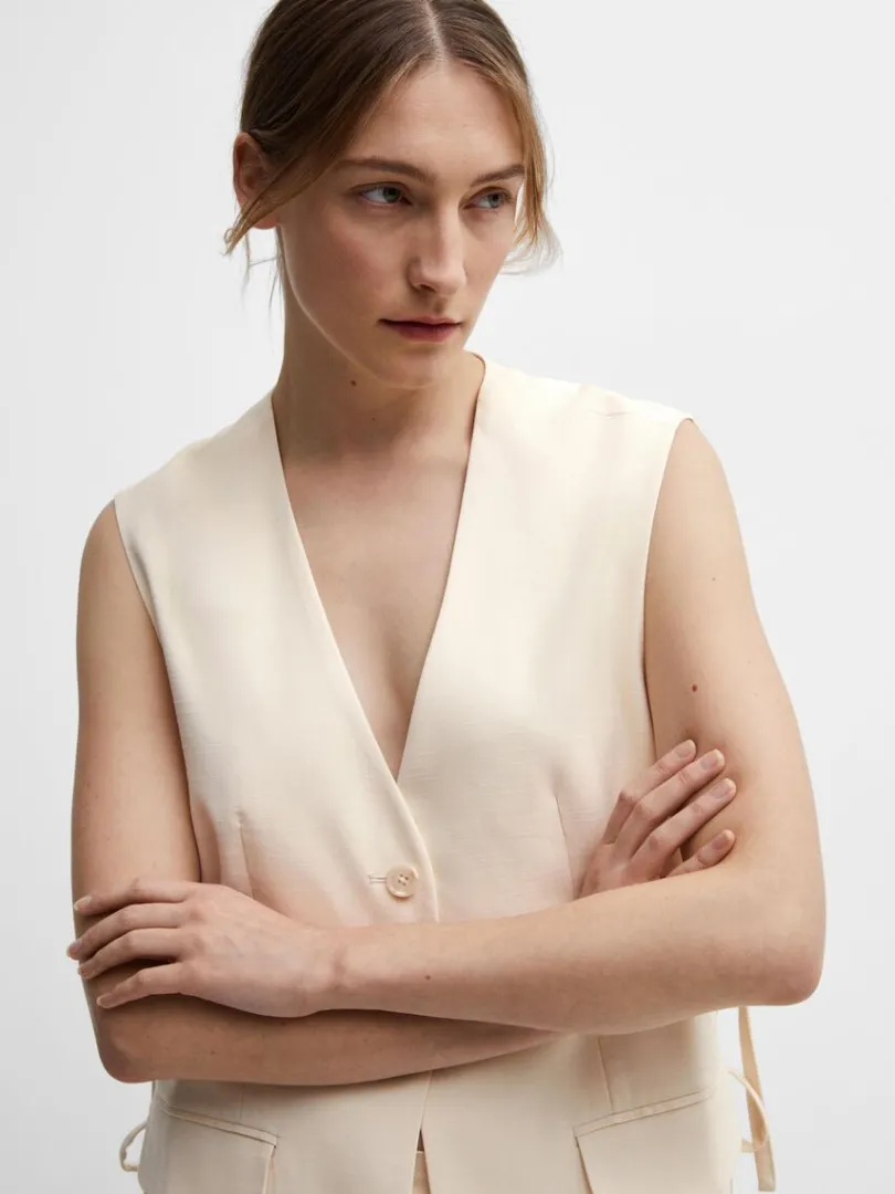 lang_oversized_vest_2.webp Jakkesæt & Blazers | Toppe Og Bluser>SELECTED LANG OVERSIZED VEST Beige