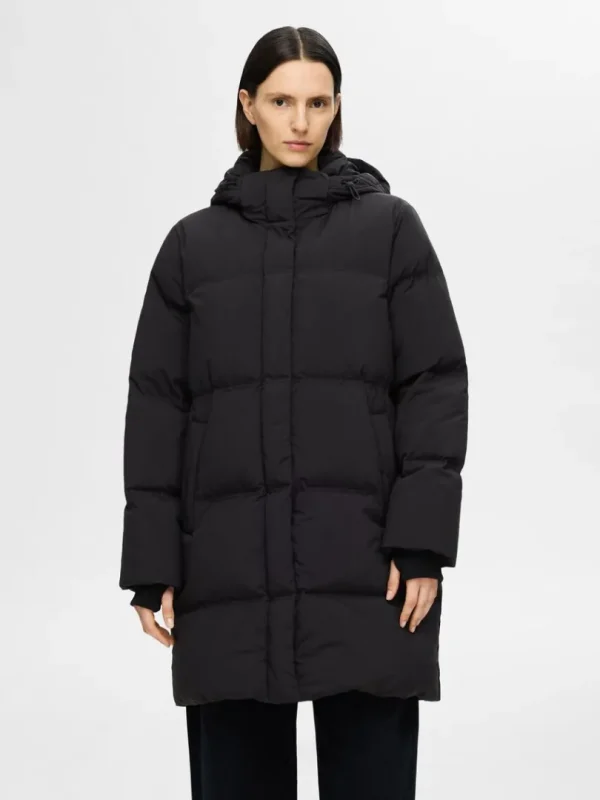 Overtøj>SELECTED LANG PUFFERJAKKE Black