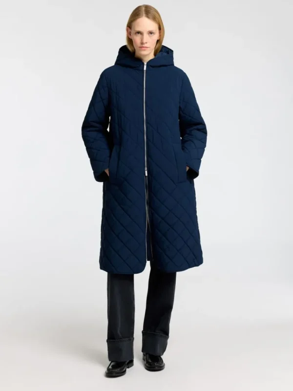 Overtøj>SELECTED LANG QUILTET JAKKE Blue