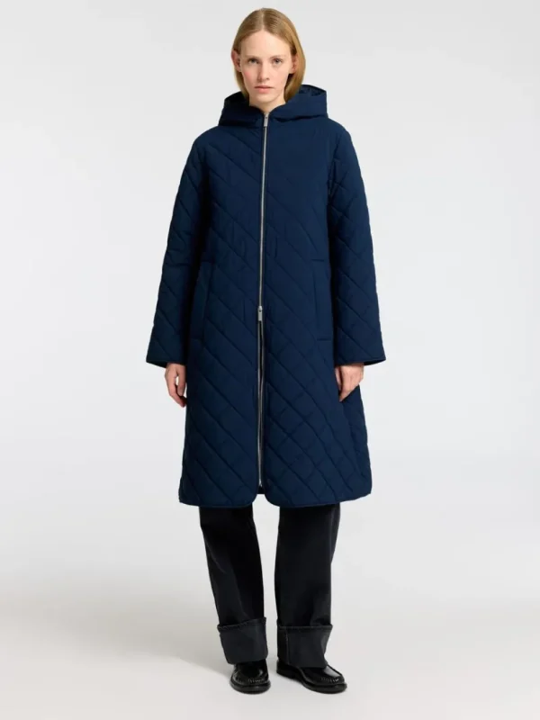 Overtøj>SELECTED LANG QUILTET JAKKE Blue