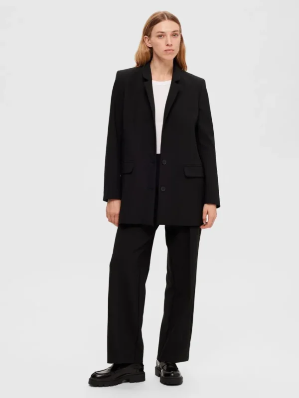 Jakkesæt & Blazers>SELECTED LANG RELAXED FIT ENKELTRADET BLAZER Black