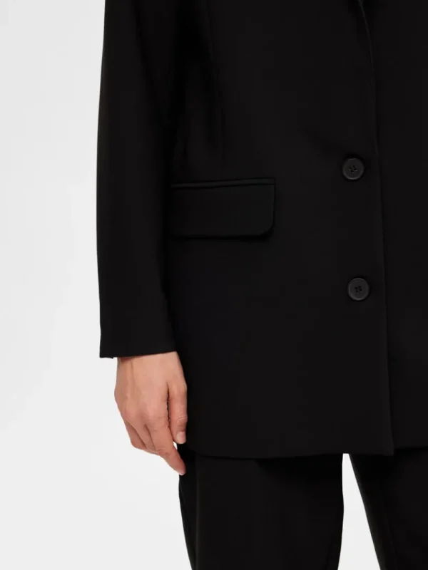 Jakkesæt & Blazers>SELECTED LANG RELAXED FIT ENKELTRADET BLAZER Black