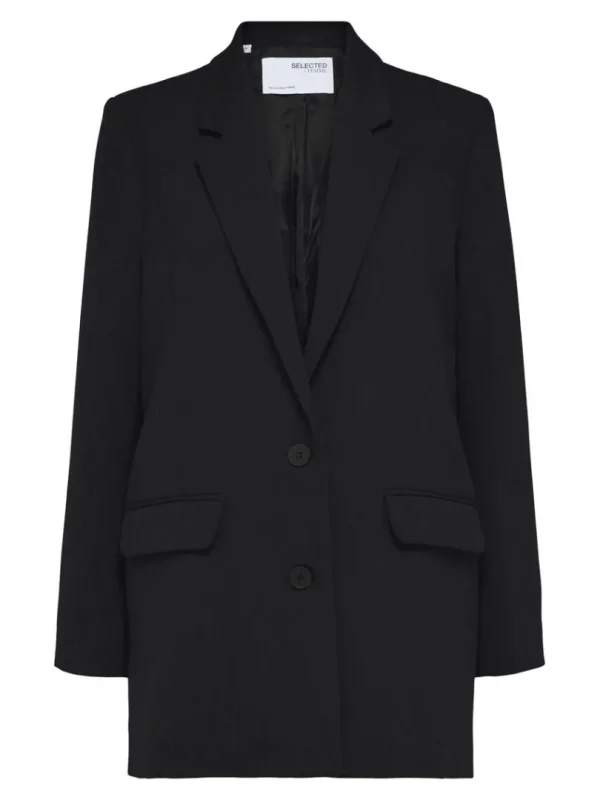 Jakkesæt & Blazers>SELECTED LANG RELAXED FIT ENKELTRADET BLAZER Black