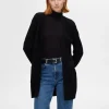 Strik>SELECTED LANG SLÅ OM-CARDIGAN Black