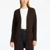 Strik>SELECTED LANG STRIKKET CARDIGAN Brown