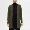 Strik>SELECTED LANG STRIKKET CARDIGAN Green
