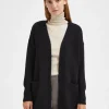 Strik>SELECTED LANG STRIKKET CARDIGAN Black