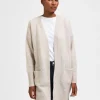 Strik>SELECTED LANG STRIKKET CARDIGAN Beige