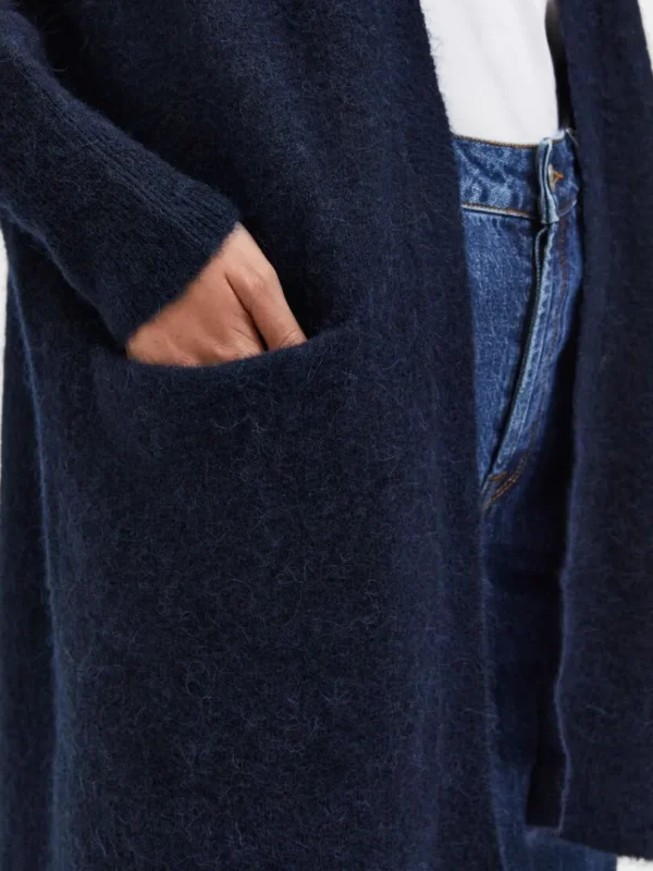 Strik>SELECTED LANG STRIKKET CARDIGAN Blue