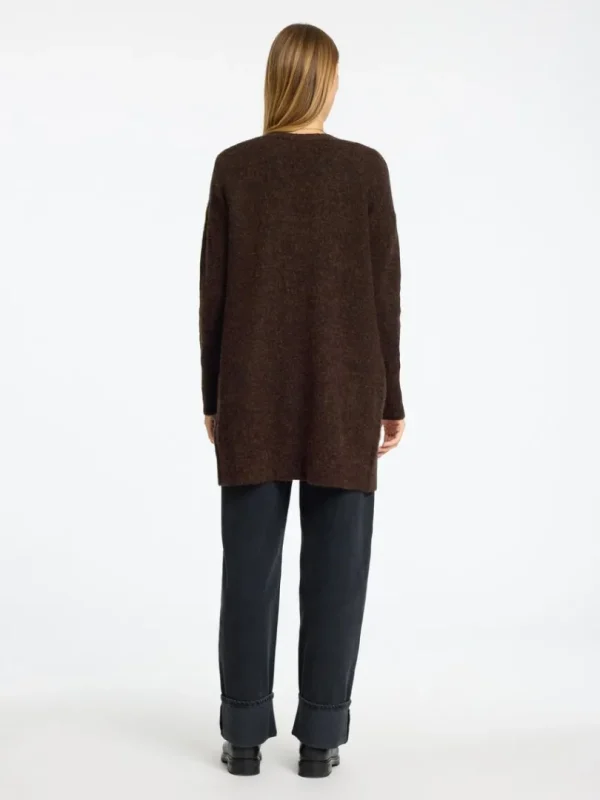 Strik>SELECTED LANG STRIKKET CARDIGAN Brown