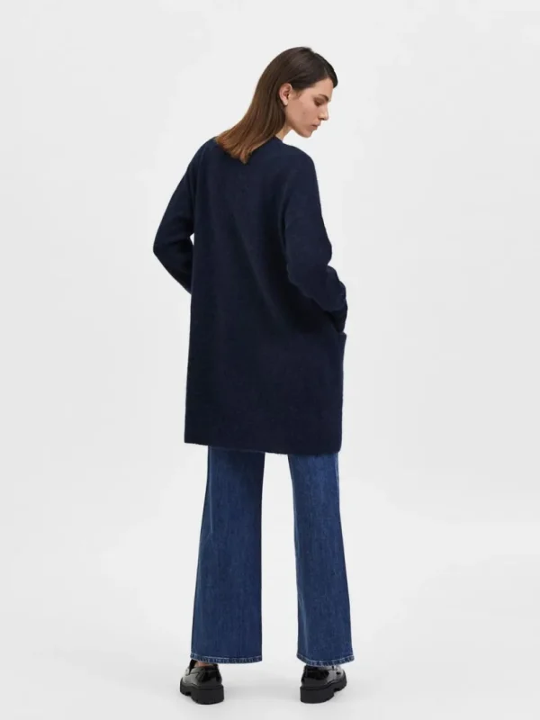 Strik>SELECTED LANG STRIKKET CARDIGAN Blue