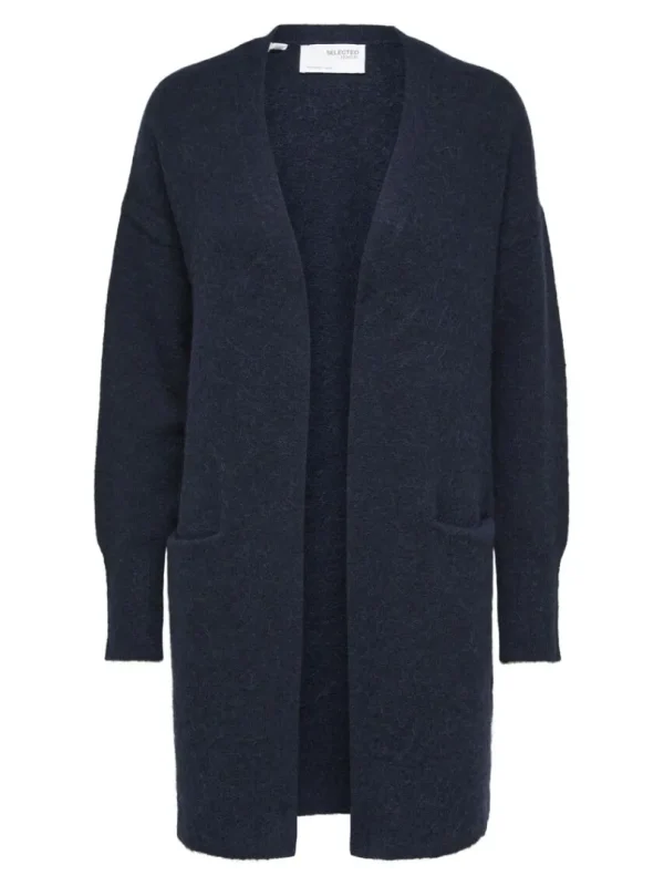 Strik>SELECTED LANG STRIKKET CARDIGAN Blue