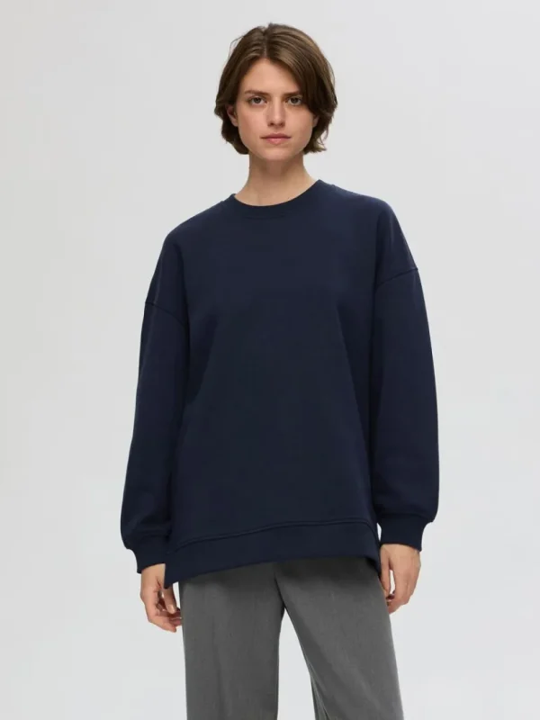 Hættetrøjer & Sweatshirts>SELECTED LANG SWEATSHIRT Blue