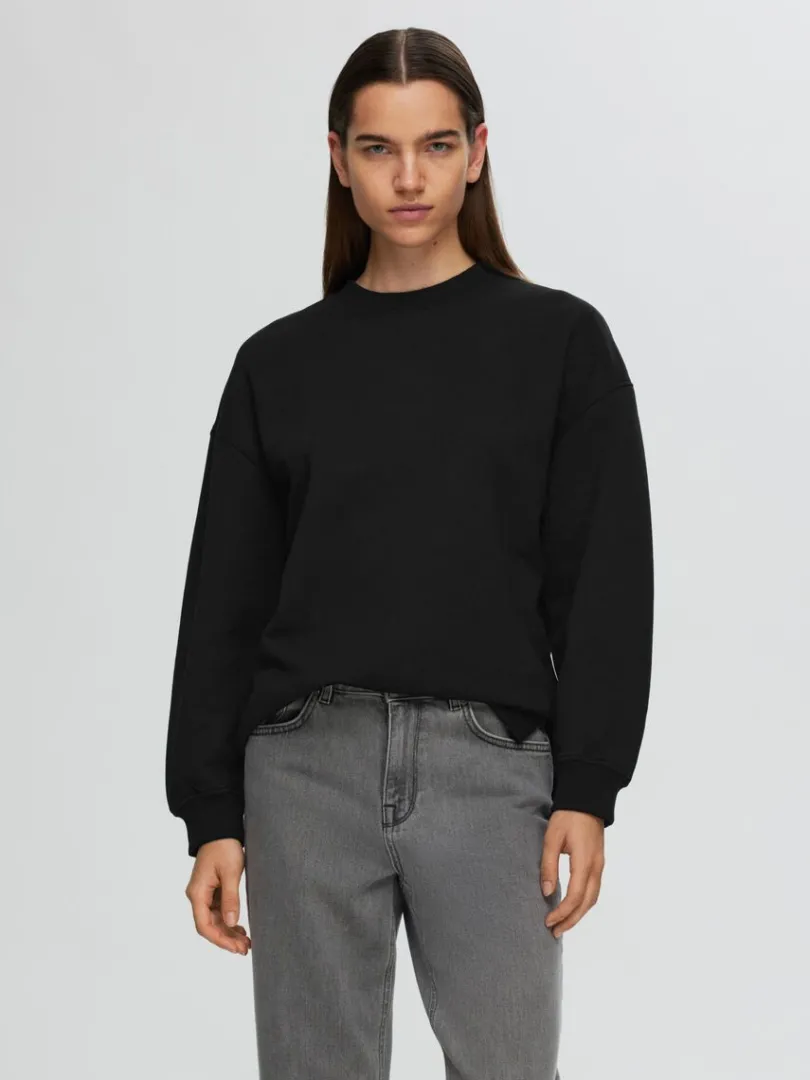 lang_sweatshirt_0.webp Hættetrøjer & Sweatshirts>SELECTED LANG SWEATSHIRT Black