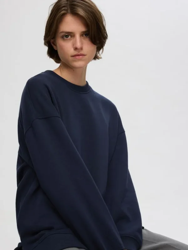 Hættetrøjer & Sweatshirts>SELECTED LANG SWEATSHIRT Blue