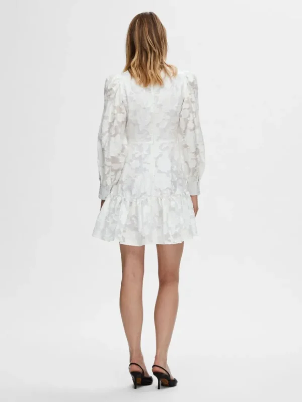 Kjoler>SELECTED LANGÆRMET BLOMSTRET KORT KJOLE White