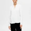 Toppe Og Bluser>SELECTED LANGÆRMET BLUSE White