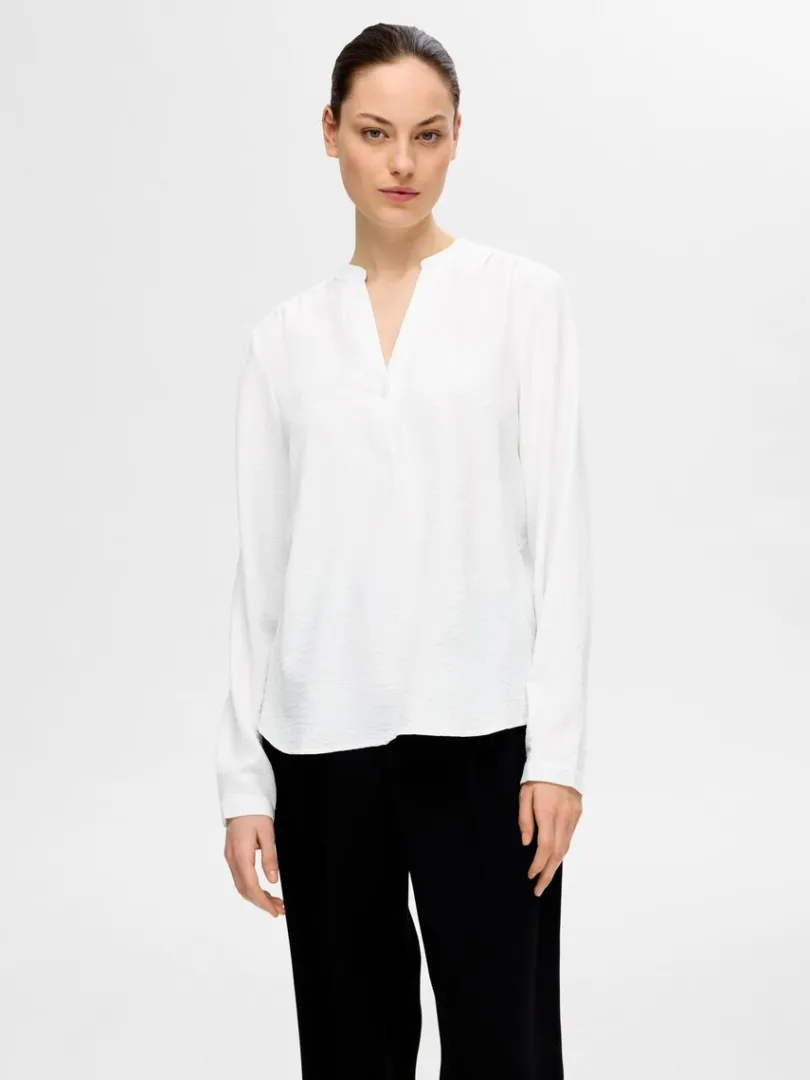 langrmet_bluse_0-4.webp Toppe Og Bluser>SELECTED LANGÆRMET BLUSE White