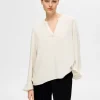 Toppe Og Bluser>SELECTED LANGÆRMET BLUSE Beige