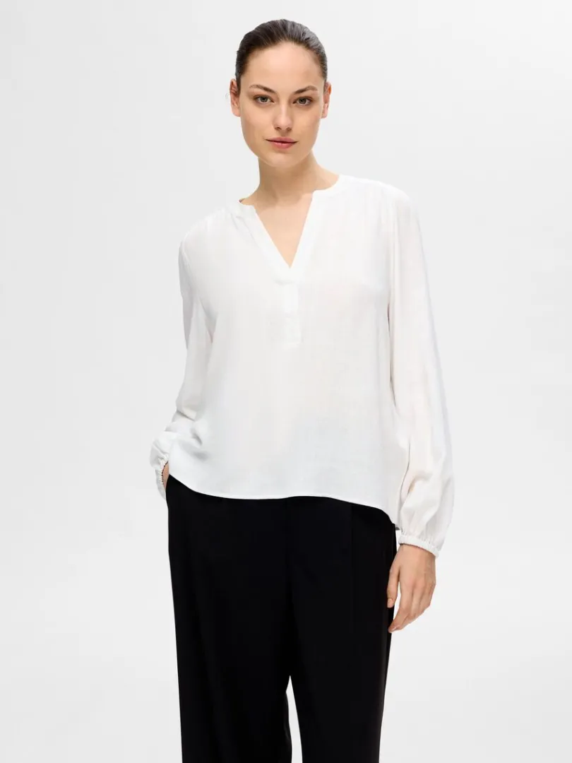 langrmet_bluse_0-9.webp Toppe Og Bluser>SELECTED LANGÆRMET BLUSE White