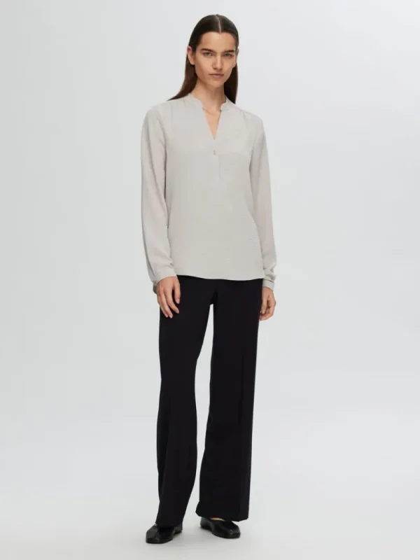 Toppe Og Bluser>SELECTED LANGÆRMET BLUSE Beige