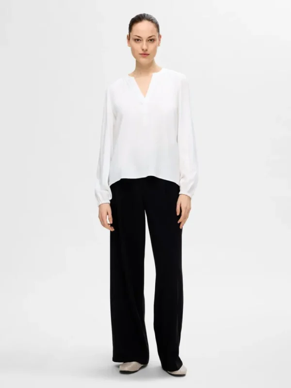 Toppe Og Bluser>SELECTED LANGÆRMET BLUSE White