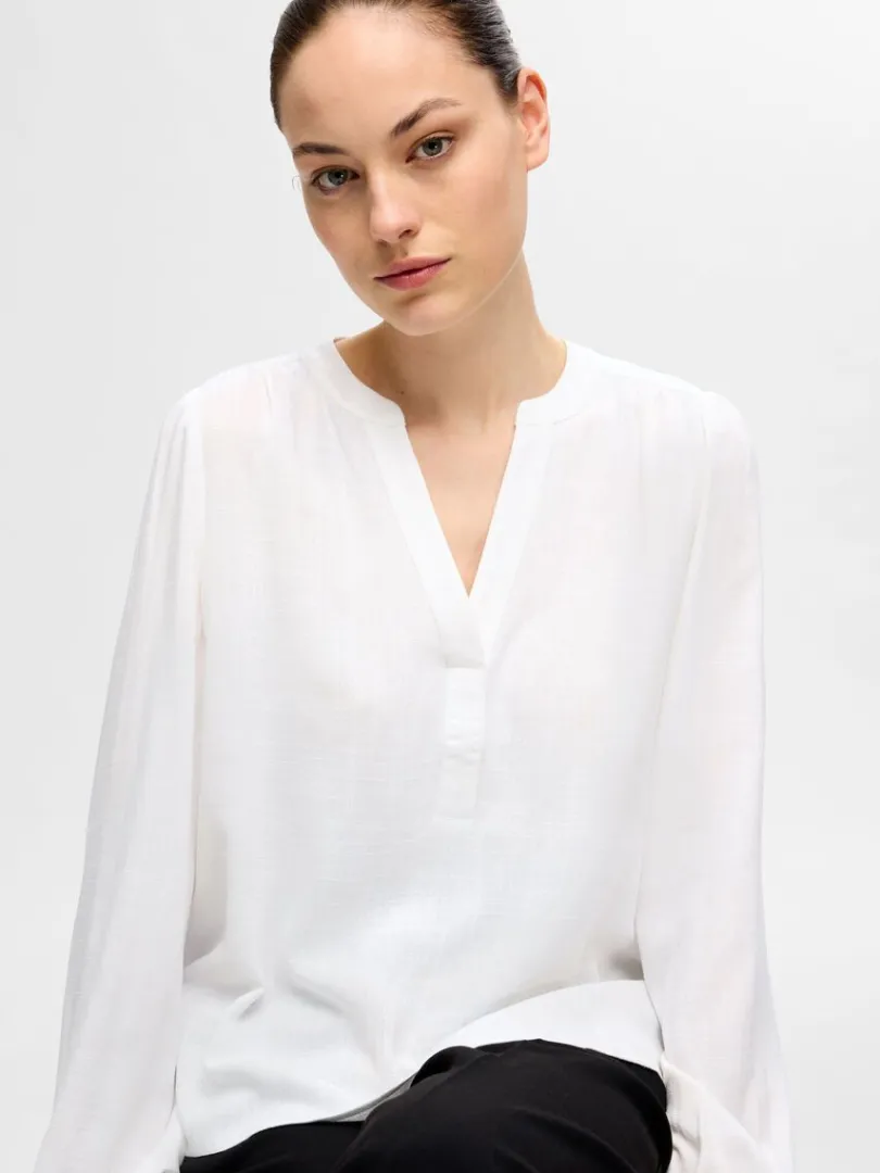 langrmet_bluse_2-7.webp Toppe Og Bluser>SELECTED LANGÆRMET BLUSE White