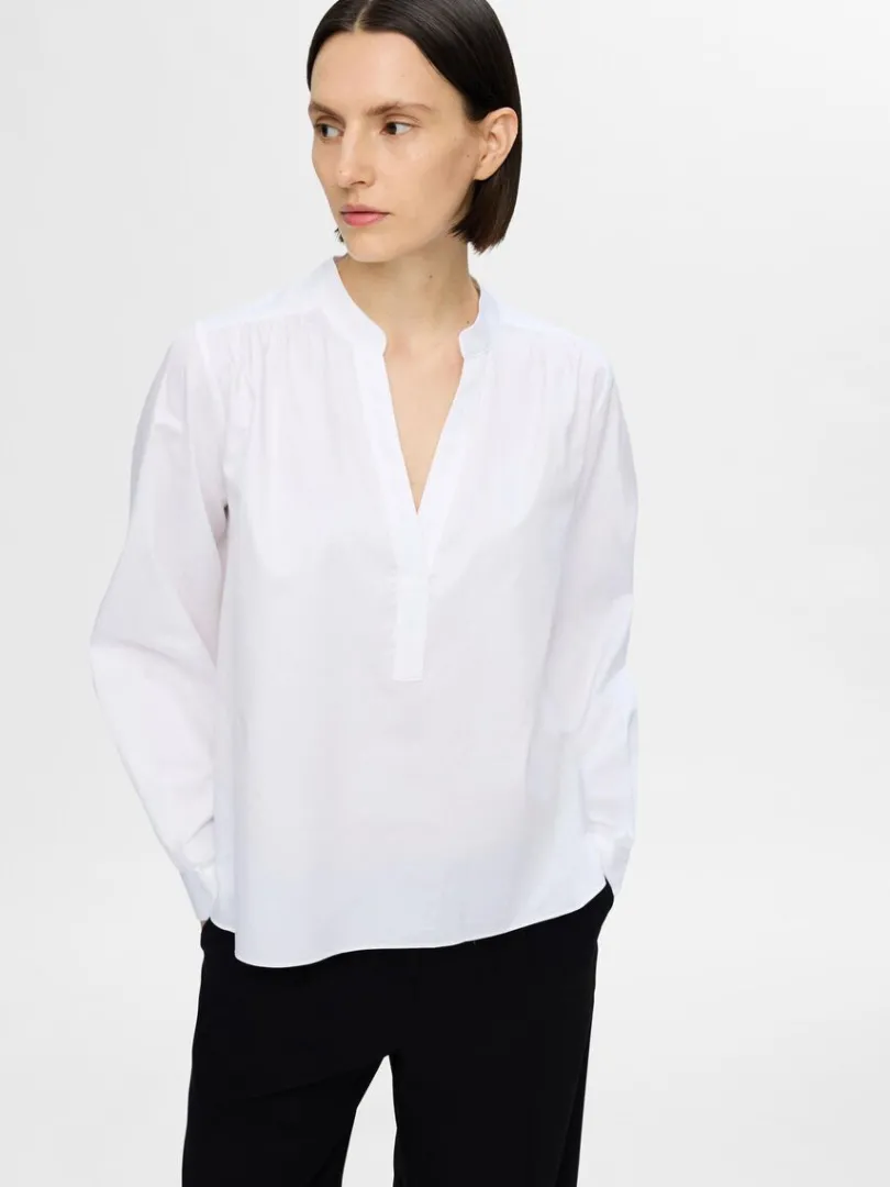 langrmet_bluse_2.webp Toppe Og Bluser>SELECTED LANGÆRMET BLUSE White