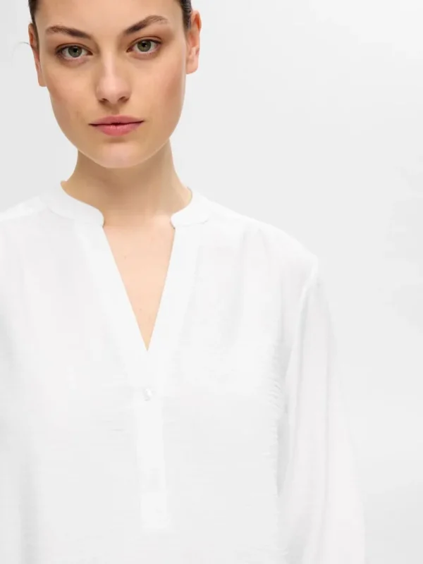 Toppe Og Bluser>SELECTED LANGÆRMET BLUSE White