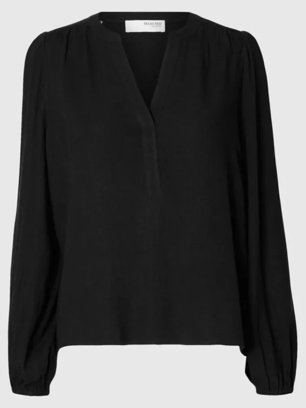 Toppe Og Bluser>SELECTED LANGÆRMET BLUSE Black