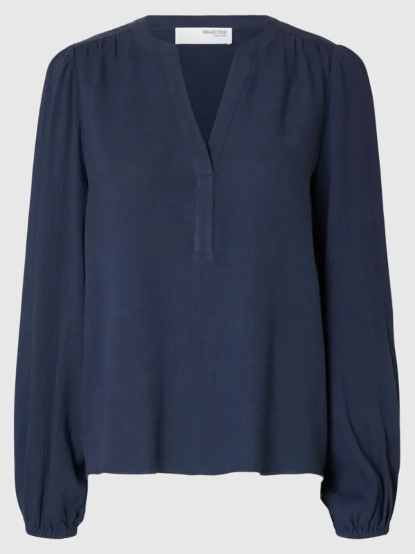 Toppe Og Bluser>SELECTED LANGÆRMET BLUSE Blue