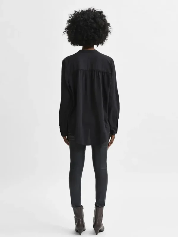 Toppe Og Bluser>SELECTED LANGÆRMET BLUSE Black