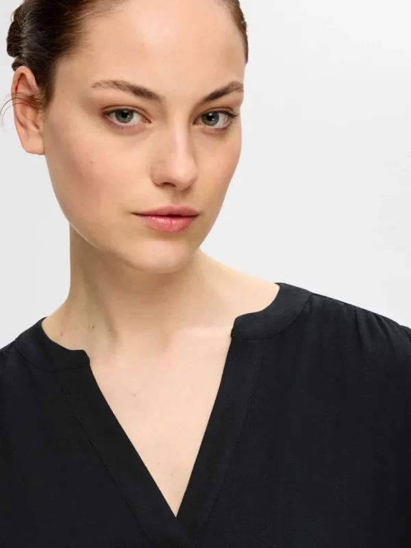 Toppe Og Bluser>SELECTED LANGÆRMET BLUSE Black