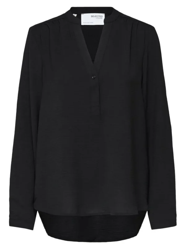Toppe Og Bluser>SELECTED LANGÆRMET BLUSE Black