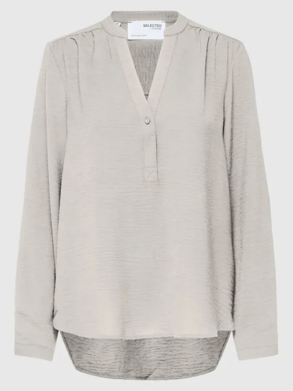 Toppe Og Bluser>SELECTED LANGÆRMET BLUSE Beige