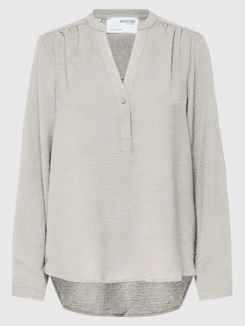 langrmet_bluse_5-3.webp Toppe Og Bluser>SELECTED LANGÆRMET BLUSE Beige