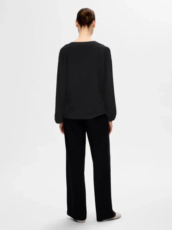 Toppe Og Bluser>SELECTED LANGÆRMET BLUSE Black