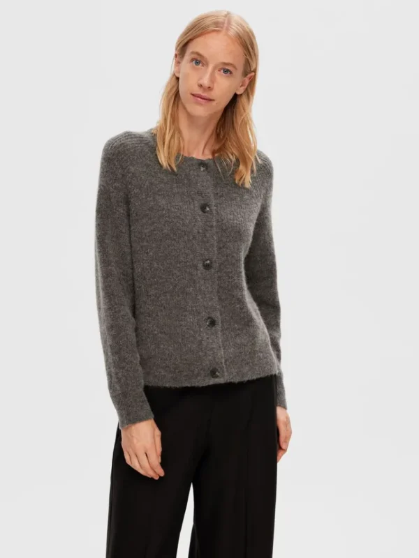 Strik>SELECTED LANGÆRMET CARDIGAN Grey
