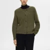 Strik>SELECTED LANGÆRMET CARDIGAN Green