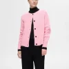Strik>SELECTED LANGÆRMET CARDIGAN Pink