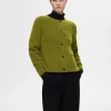 Strik>SELECTED LANGÆRMET CARDIGAN Green