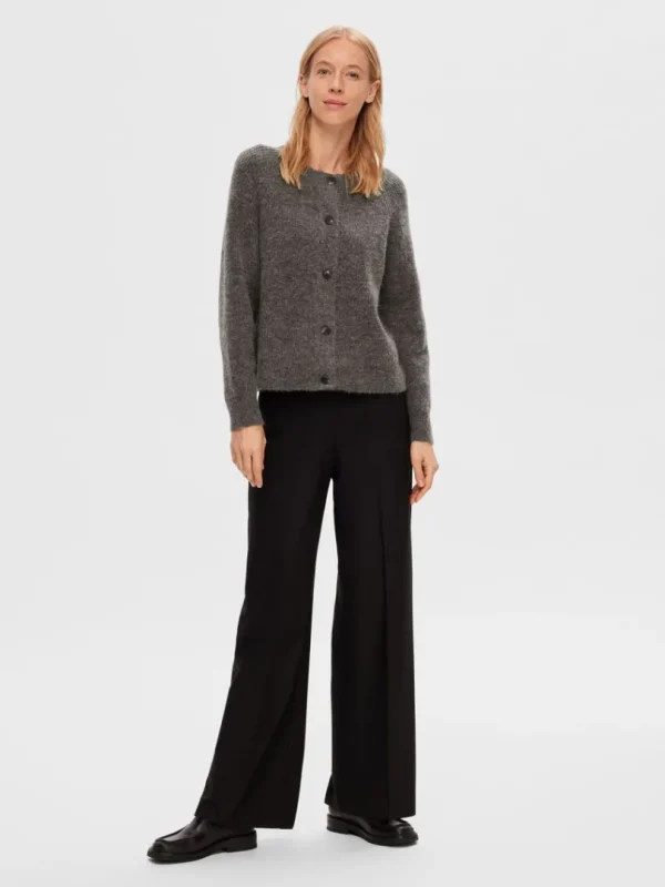 Strik>SELECTED LANGÆRMET CARDIGAN Grey